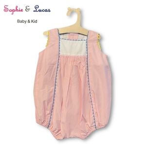 Sophie & Lucas Pink Baby Bubble with Ricrac Trim